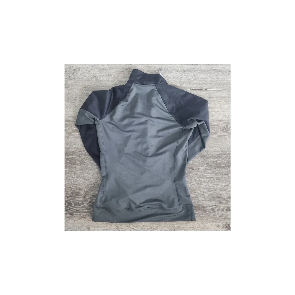 Nike Pro Dri-FIT Womens Quarter Zip Pullover Grey Black Colorblock Size M